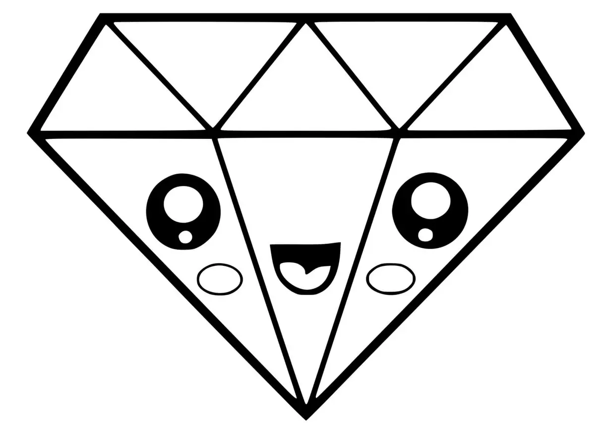 Kleurplaat Kawaii diamant kleurplaten om te printen