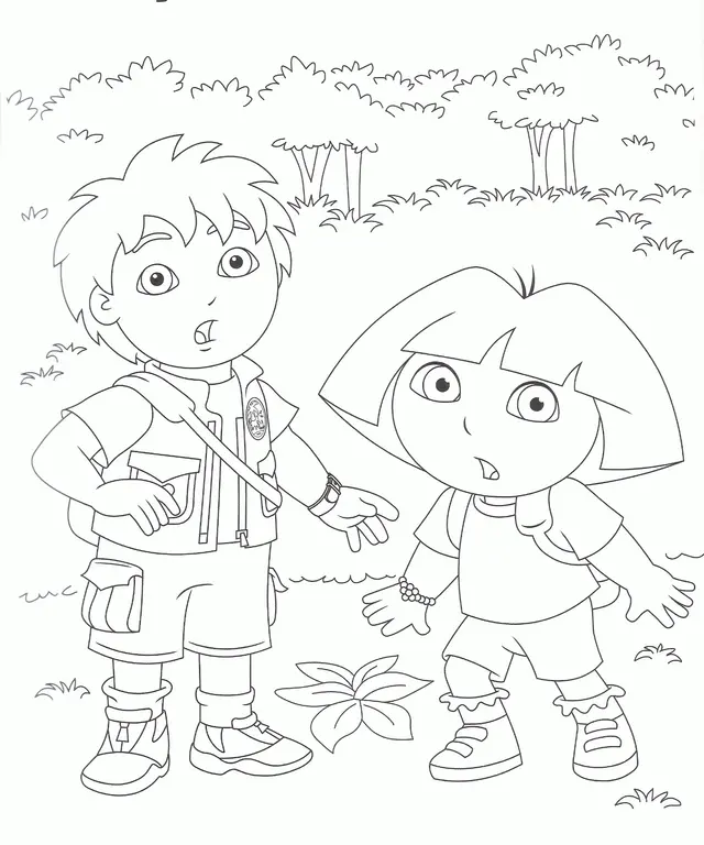 Coloriage Diego Et Dora Sont Surpris - Diego à imprimer