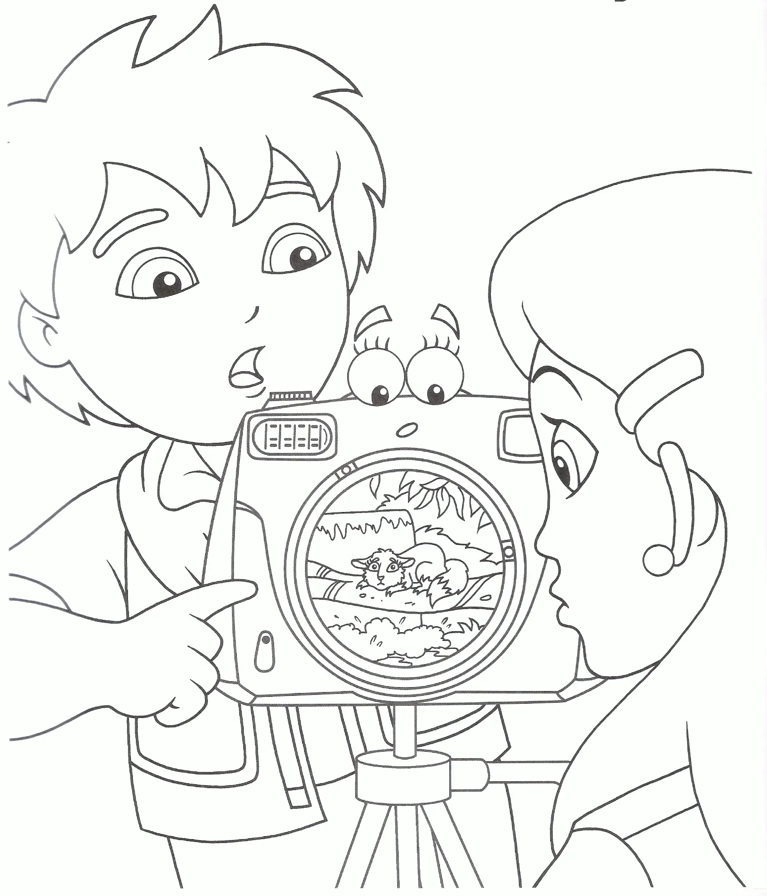 Coloriage Diego Montre Une Photo Dun Animal Triste - Diego à imprimer