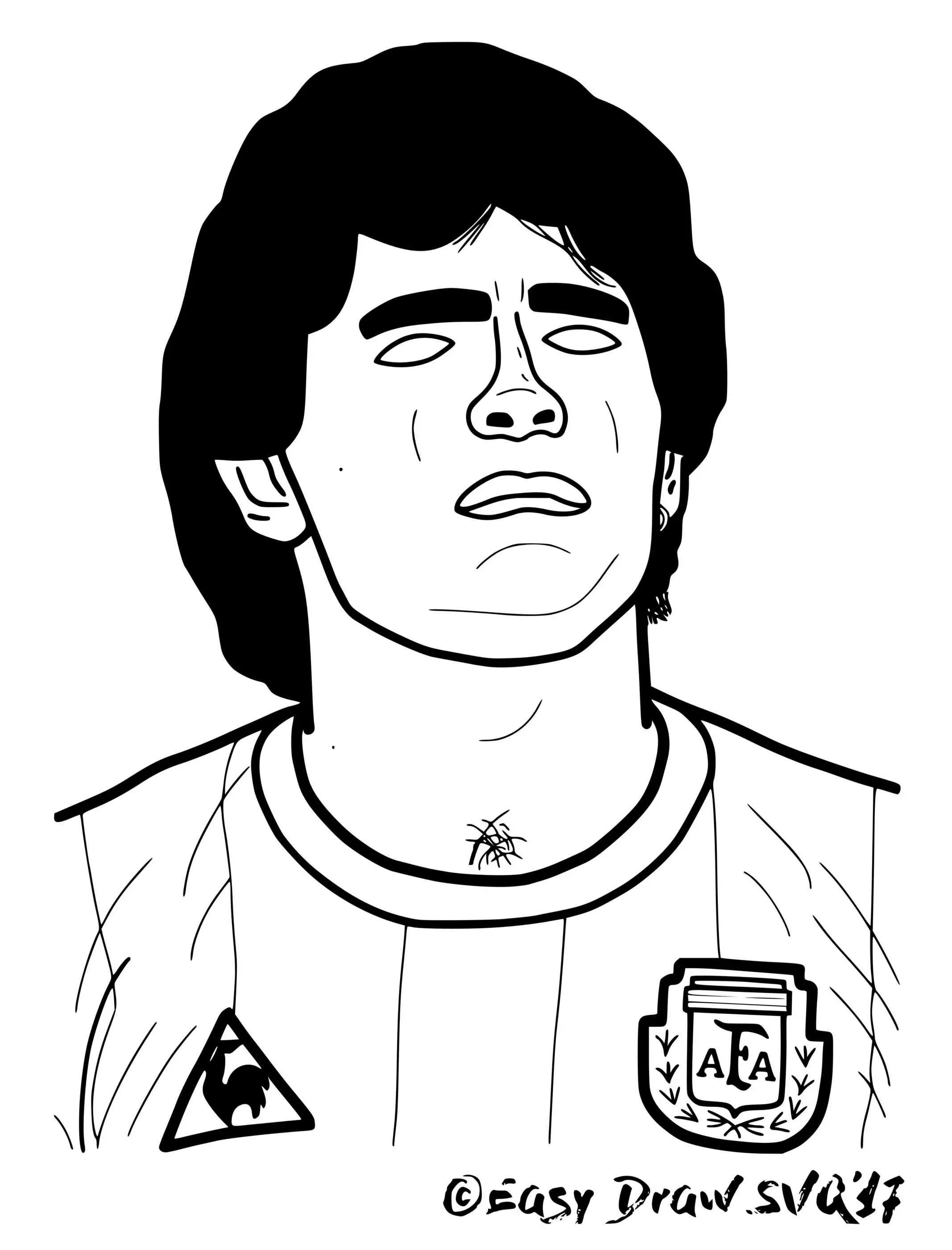 Coloriage Diego Armando Maradona By Svqdraw Dbfk0ot Fullview - Foot à imprimer