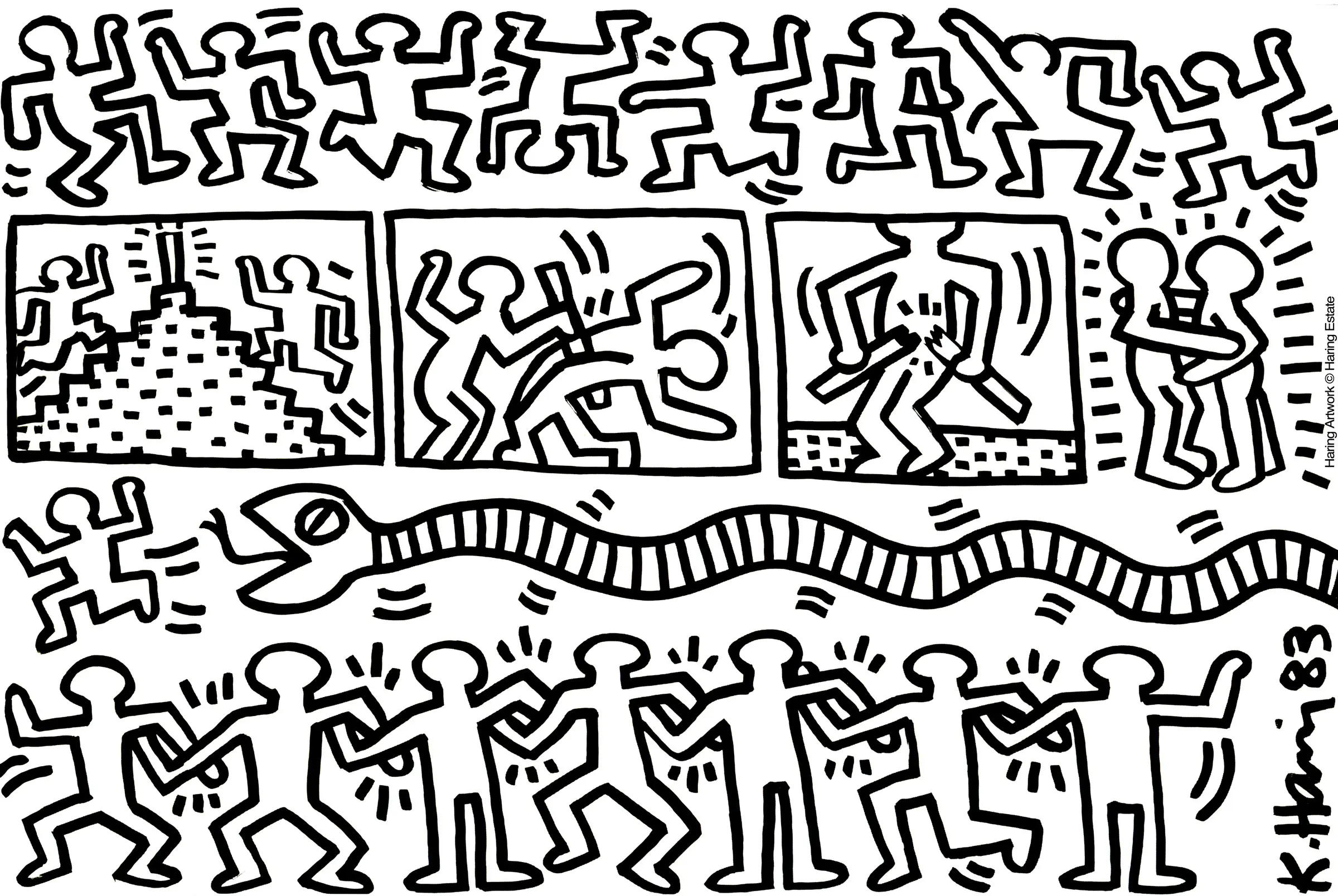 Coloriage Difficile Keith Haring - Art à imprimer
