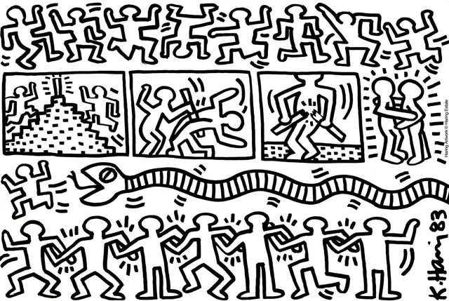 Coloriage Difficile Keith Haring - Art à imprimer