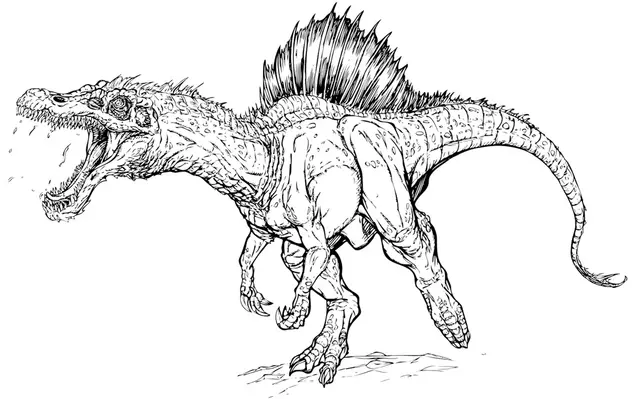 Coloriage Dinosaure féroce de Jurassic Park en attaque - Jurassic World Park à imprimer