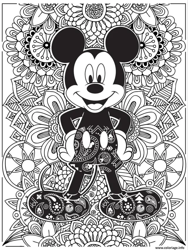 Adult Disney Mickey Mouse coloring page to print