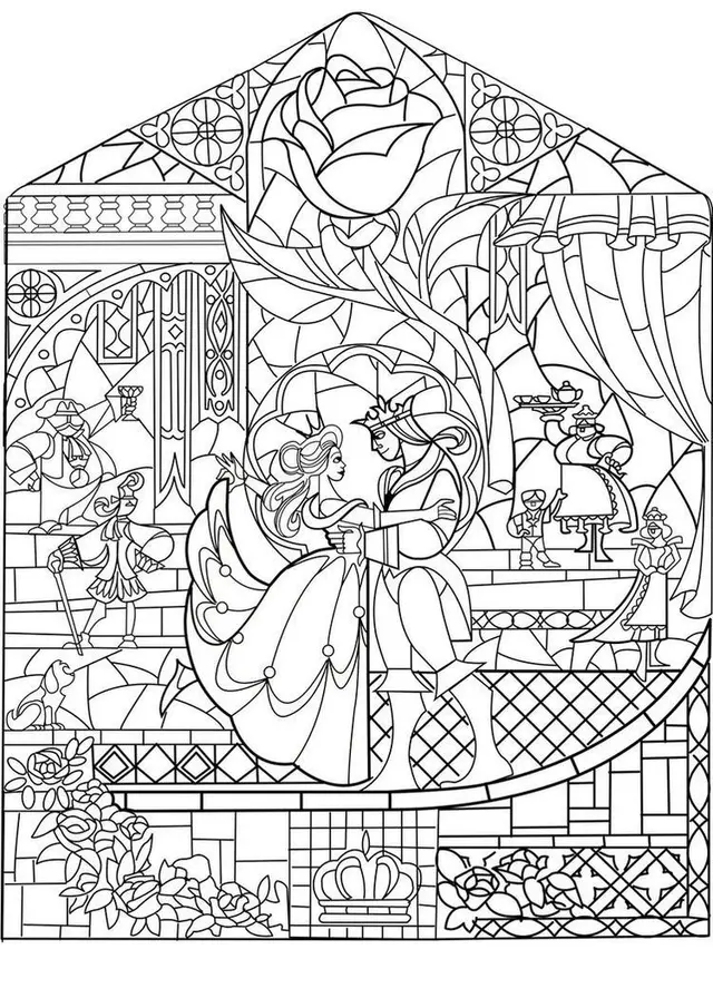 Disney Adult Princess and Prince coloring page to print