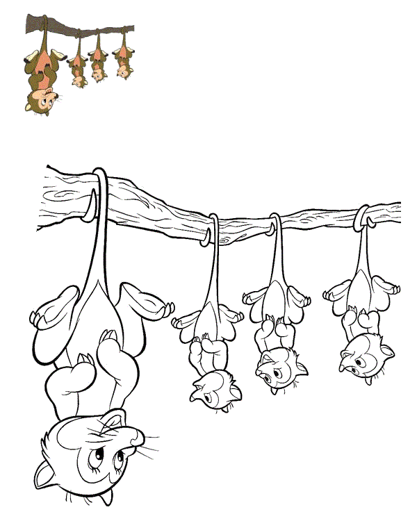 Disney Bambi and the Opossums coloring page to print