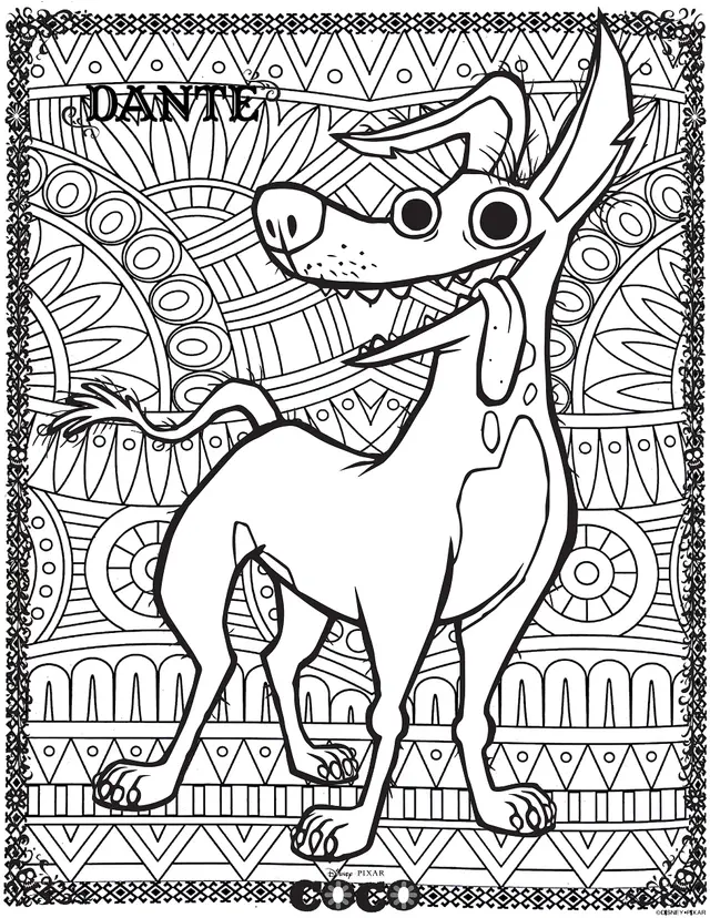 Disney Coco Dante Mandala for Adults coloring page to print