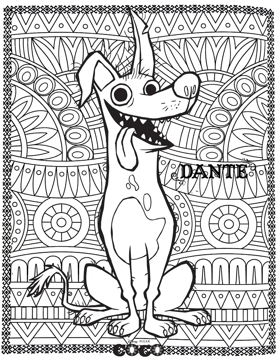 Disney Coco Dante Mandala for Adults coloring page to print