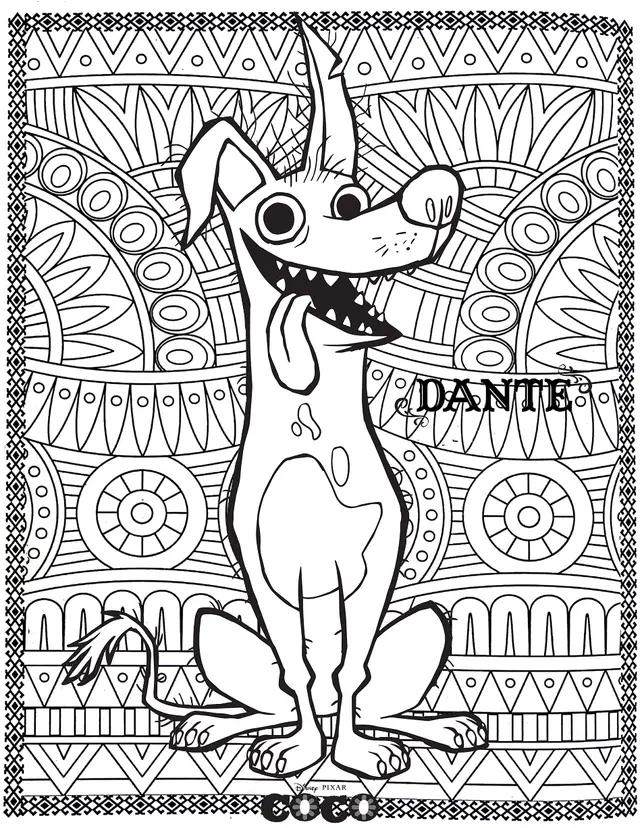 Disney Coco Dante Mandala for Adults coloring page to print