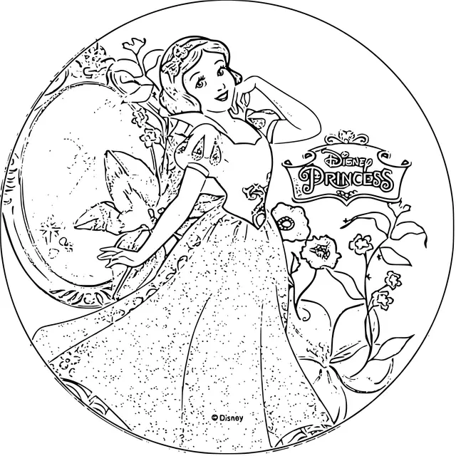 Coloriage Blanche Neige au château enchanté - Princesse disney à imprimer