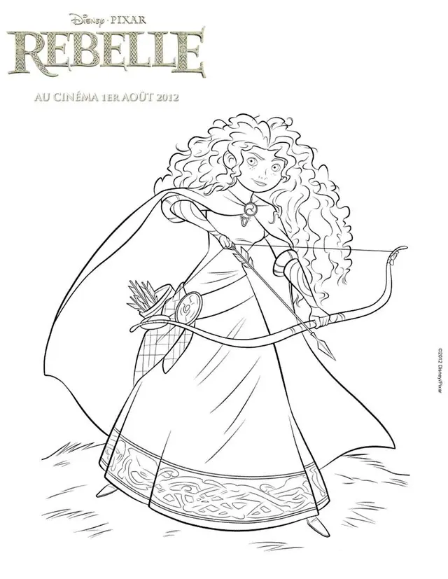 Coloriage Disney Princesse Merida La Rebelle - Princesse disney à imprimer