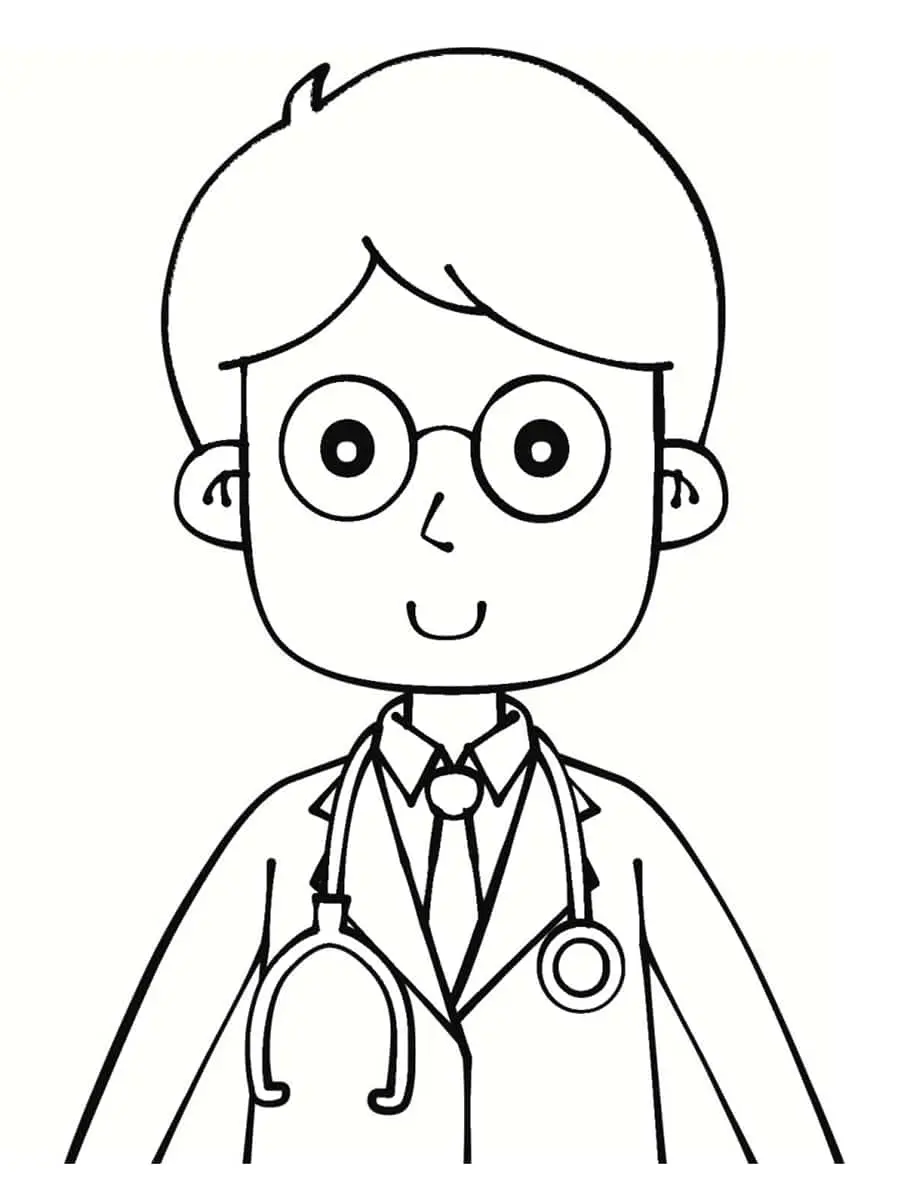Coloriage Docteur Avec Des Lunettes - Docteur médecin à imprimer