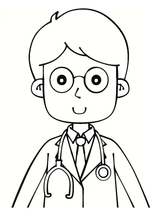 Doctor with Glasses coloring page to print