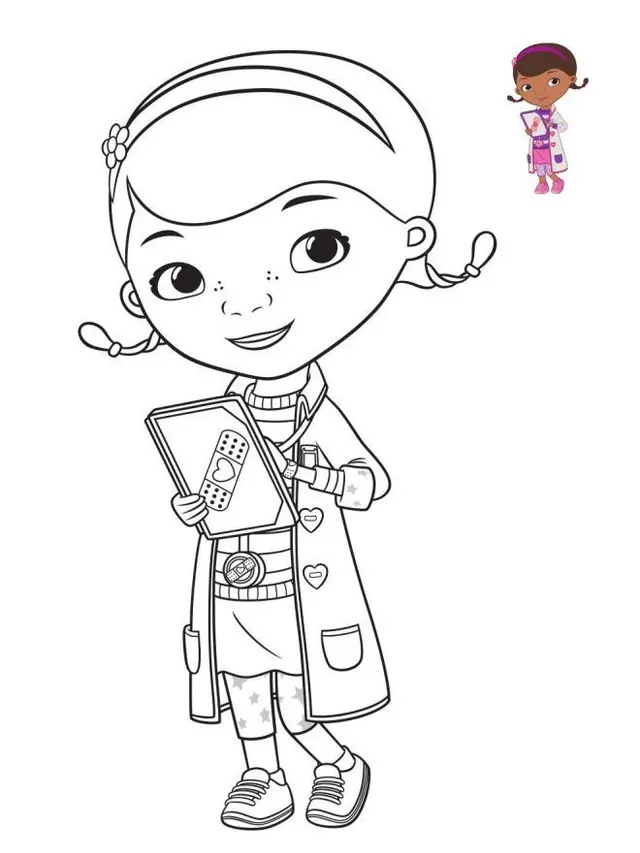 Coloriage Docteur La Peluche A La Clinique - Docteur médecin à imprimer