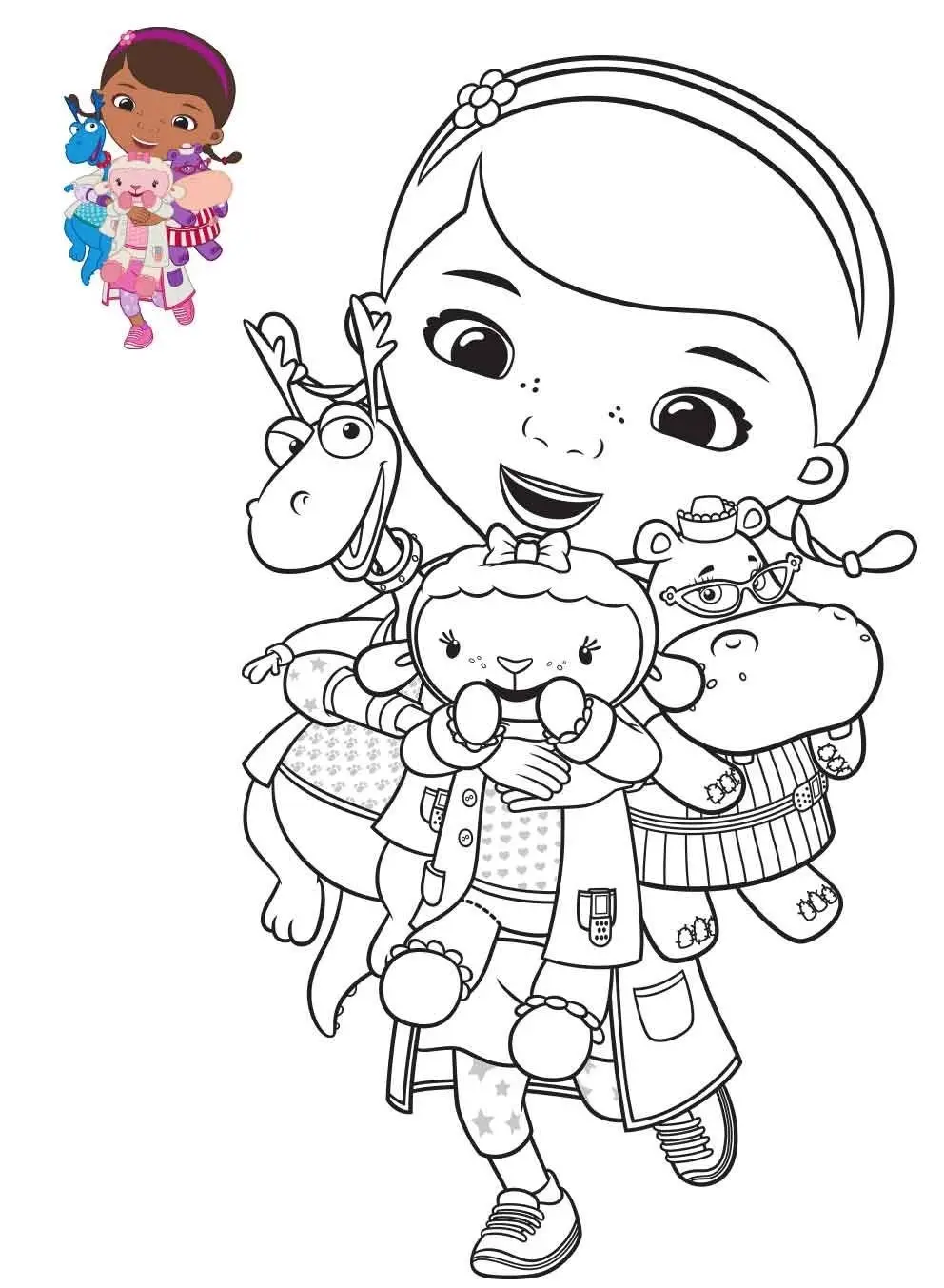Coloriage Docteur La Peluche Avec Ses Amis - Docteur médecin à imprimer
