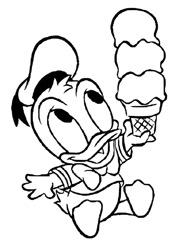 Coloriage Donald Duck 1bébé Adore La Crème Glace - Disney bébé à imprimer