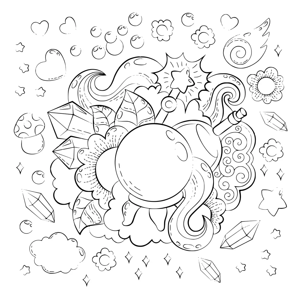 Coloriage Doodle Illustration Magie Motif Pour Adulte - Adulte à imprimer