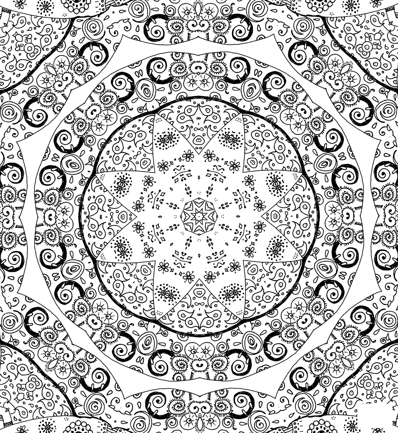 Coloriage Doodle Mandala Complexe - Mandala à imprimer