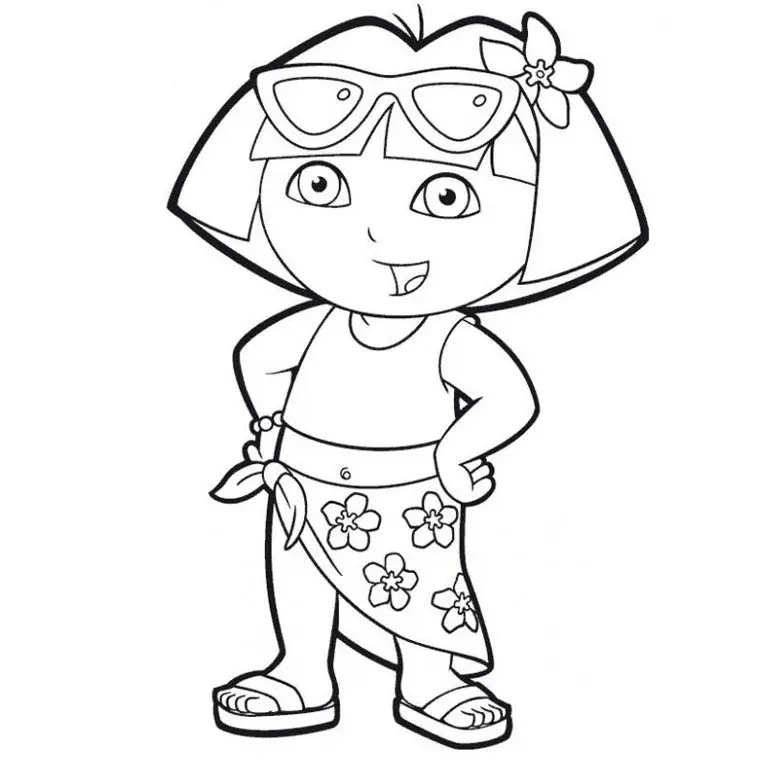 Coloriage Dora A La Plage - Dora à imprimer
