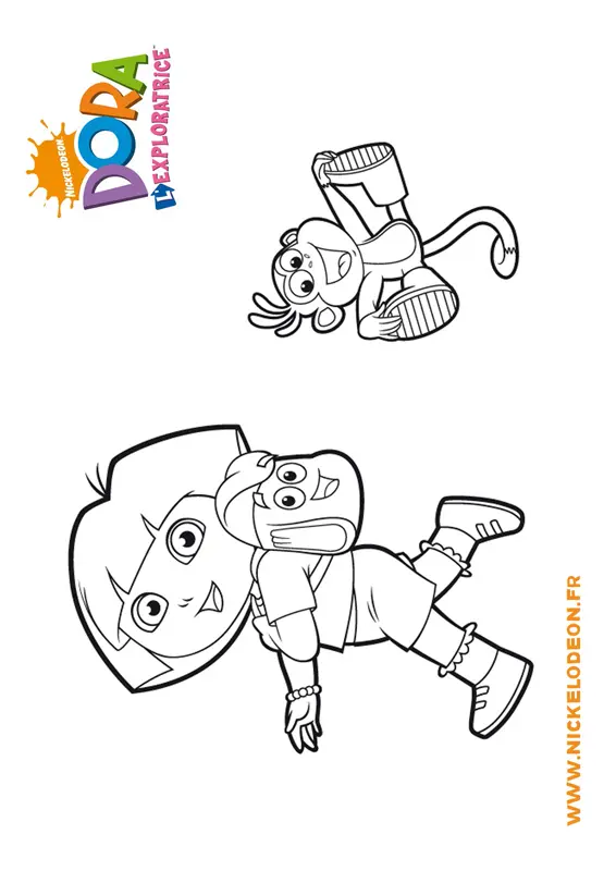 Coloriage Dora Babouche Sacado École - Dora à imprimer