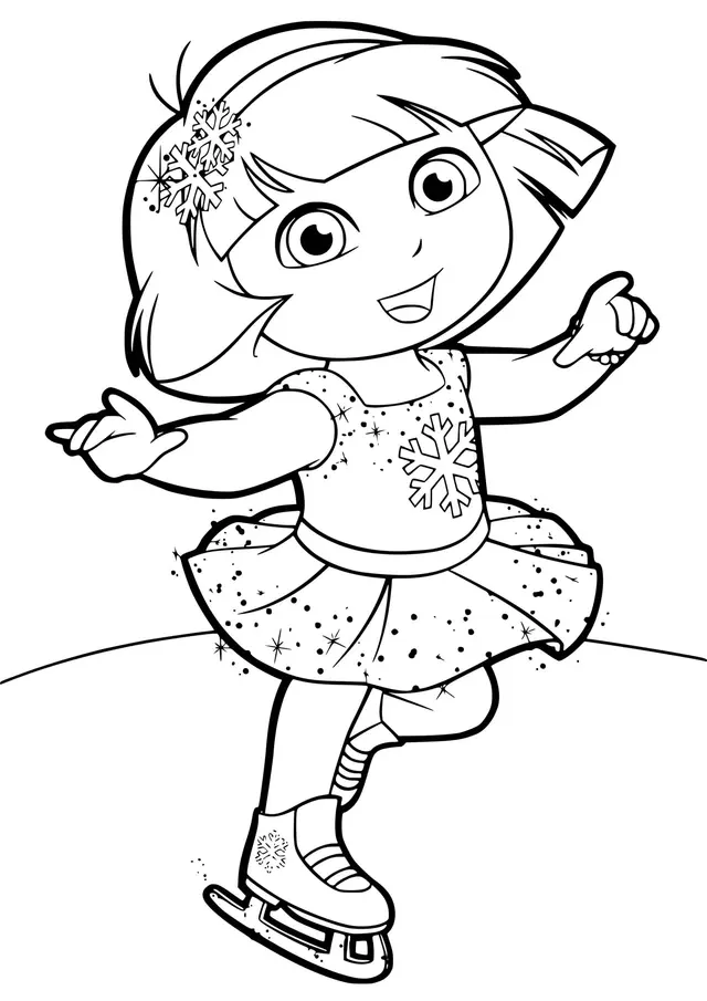 Coloriage Dora Fait Du Patinage Artistique - Dora à imprimer