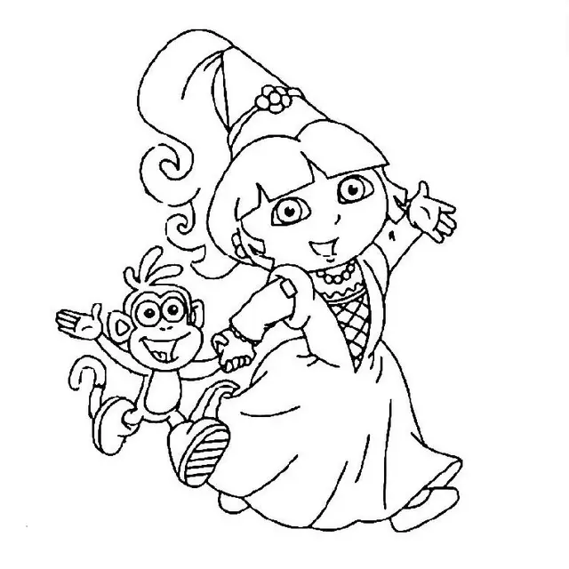 Coloriage Dora La Princesse - Dora à imprimer