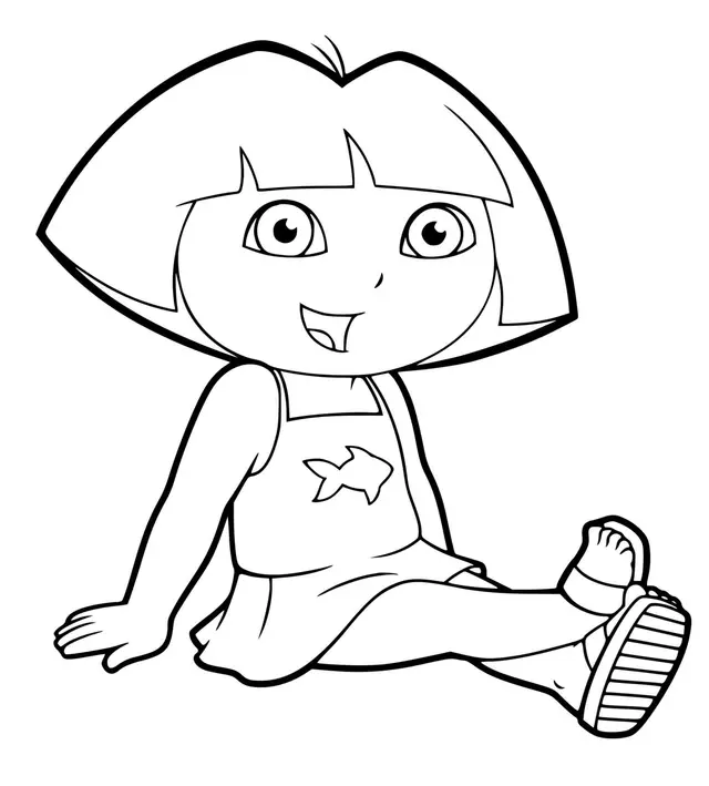 Coloriage Dora Profite Du Soleil - Dora à imprimer