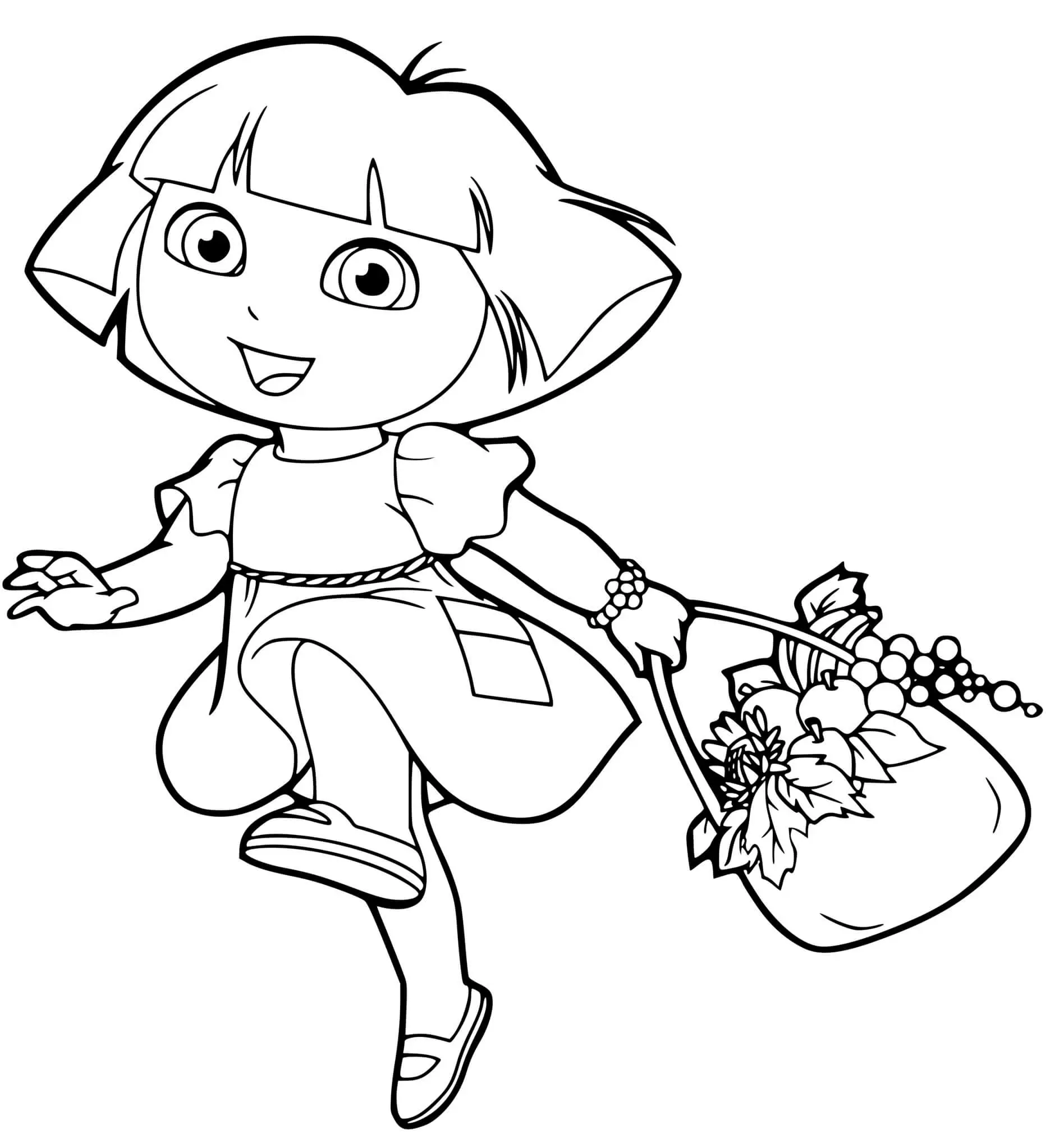 Coloriage Dora Recolte Des Fruits Et Légumes - Dora à imprimer