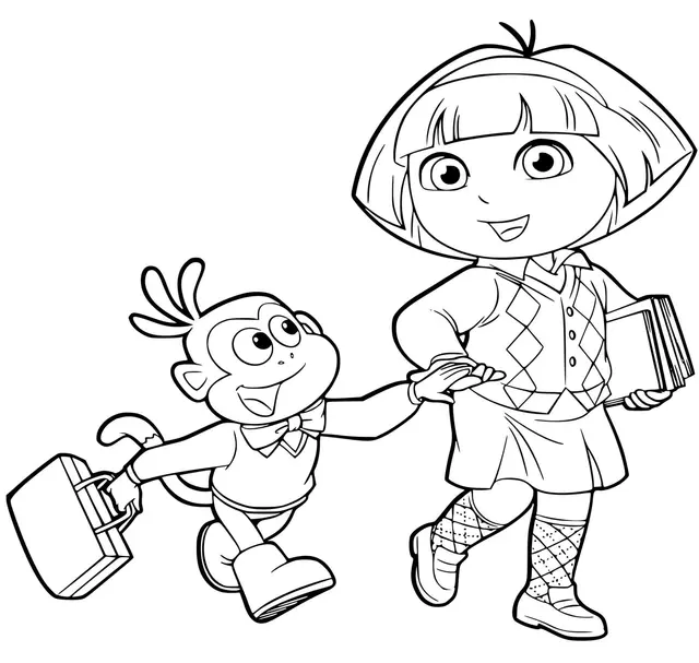 Coloriage Dora Retourne A L'école Rentrée Scolaire - Dora à imprimer
