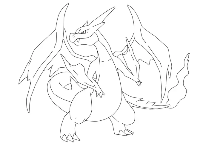 Mega Charizard Y Pokémon coloring page to print
