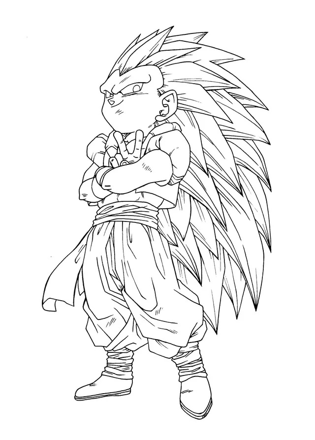 Coloriage Dragon Ball Z - Goku en combat - Dragon Ball Z (DBZ) à imprimer