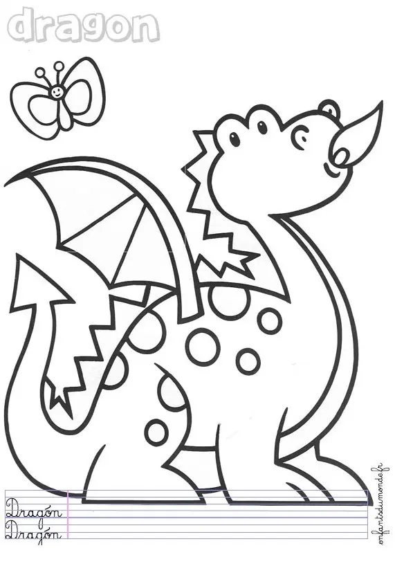 Coloriage Dragon Maternelle Enfant - Dragon à imprimer