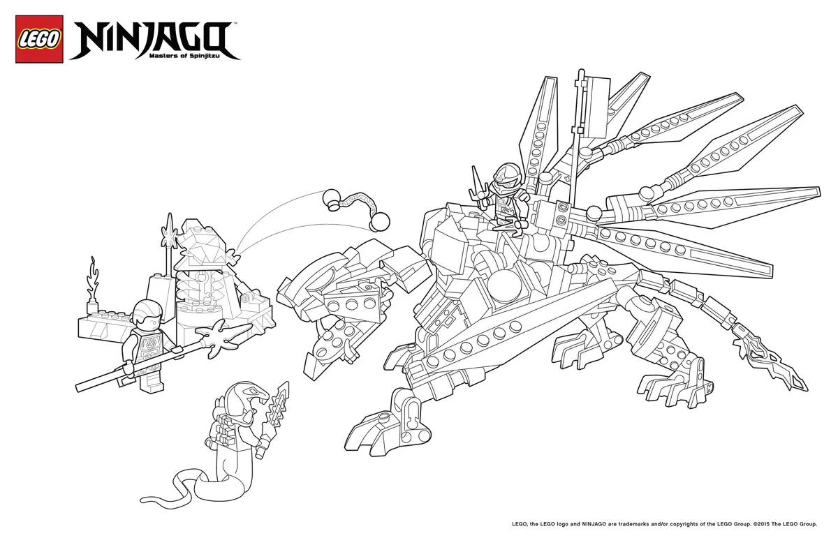 Coloriage Dragon Ninja Attaque Ennemis Lego - Ninjago à imprimer