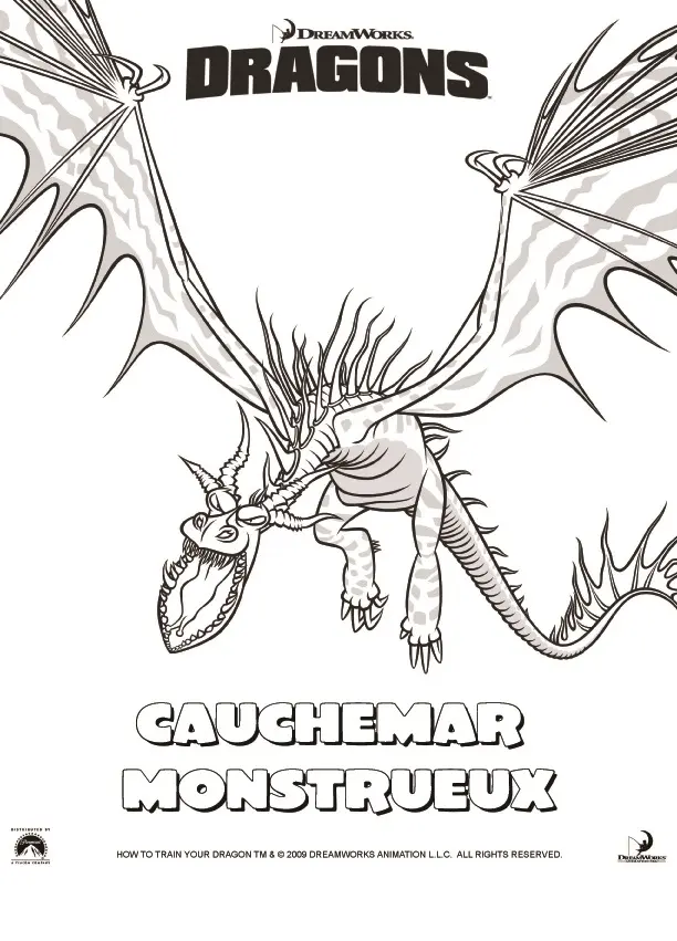 Coloriage Dragons Le Film Cauchemar Monstrueux - Dragon à imprimer
