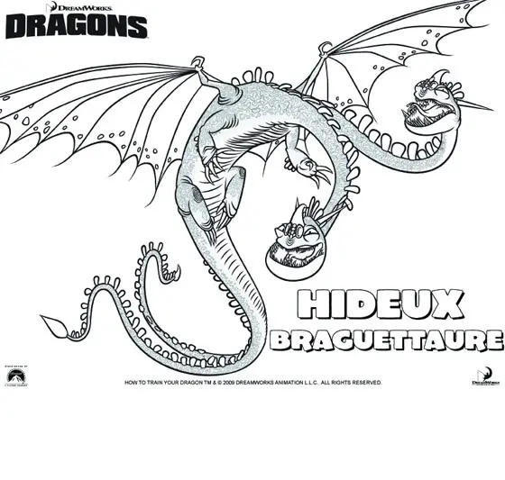 Coloriage Dragons Le Film Dragon Hideux - Dragon à imprimer
