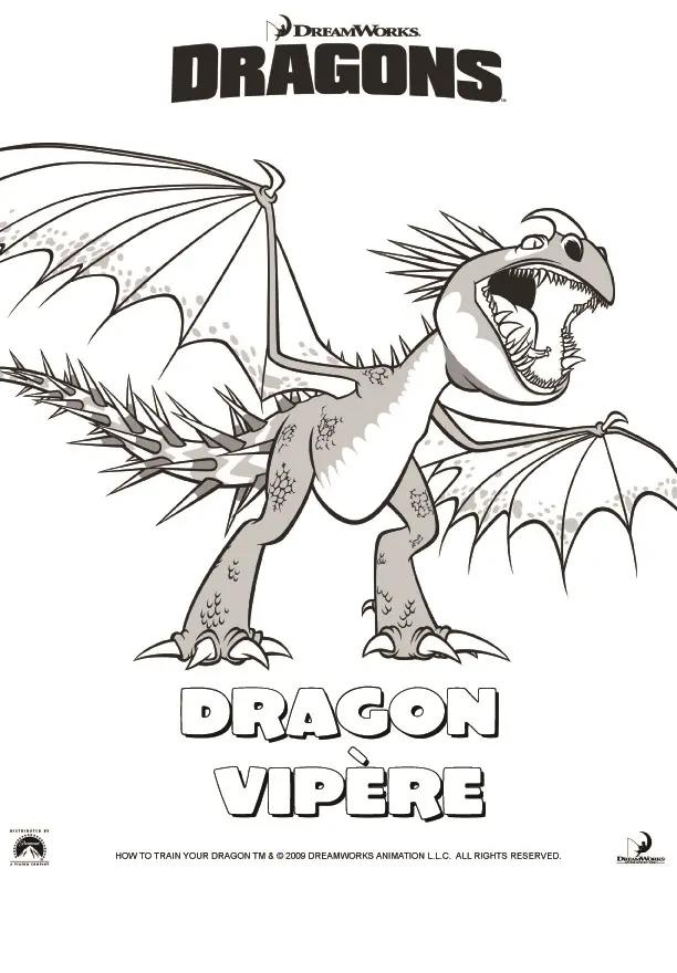 Coloriage Dragons Le Film Dragon Vipere - Dragon à imprimer