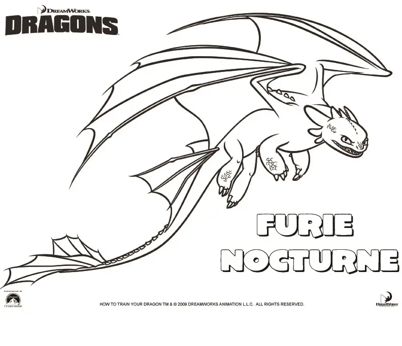 Coloriage Dragons Le Film Furie Nocturne - Dragon à imprimer