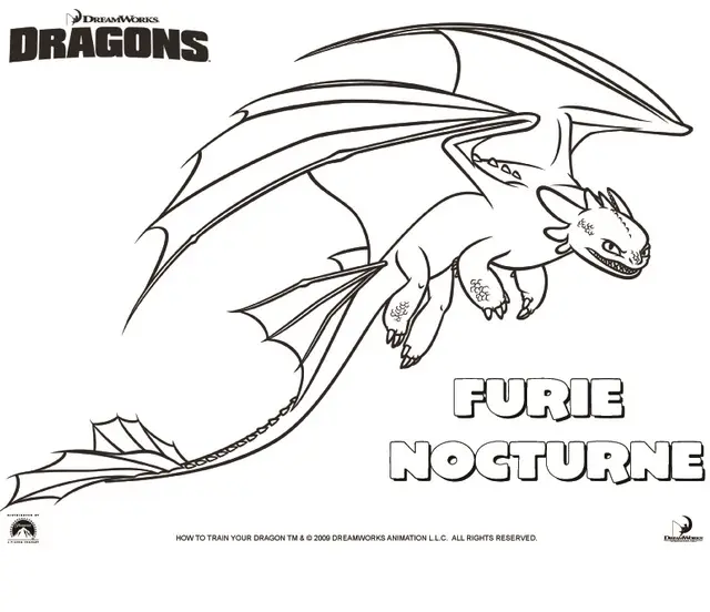 Coloriage Dragons Le Film Furie Nocturne - Dragon à imprimer