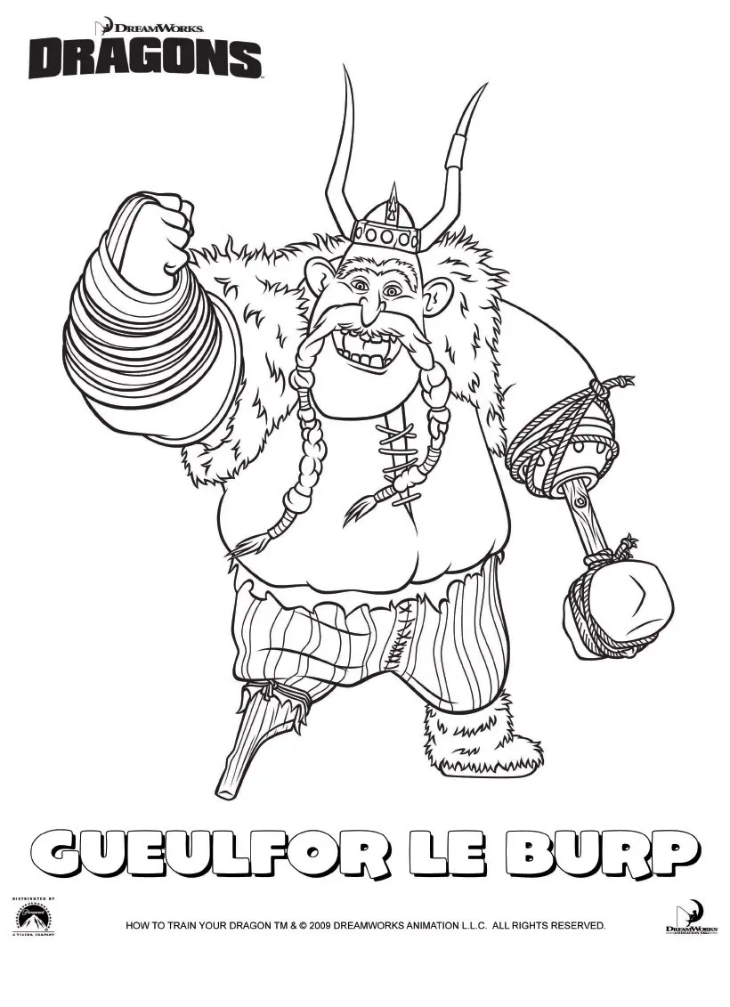 Coloriage Dragons Le Film Gobber - Dragon à imprimer