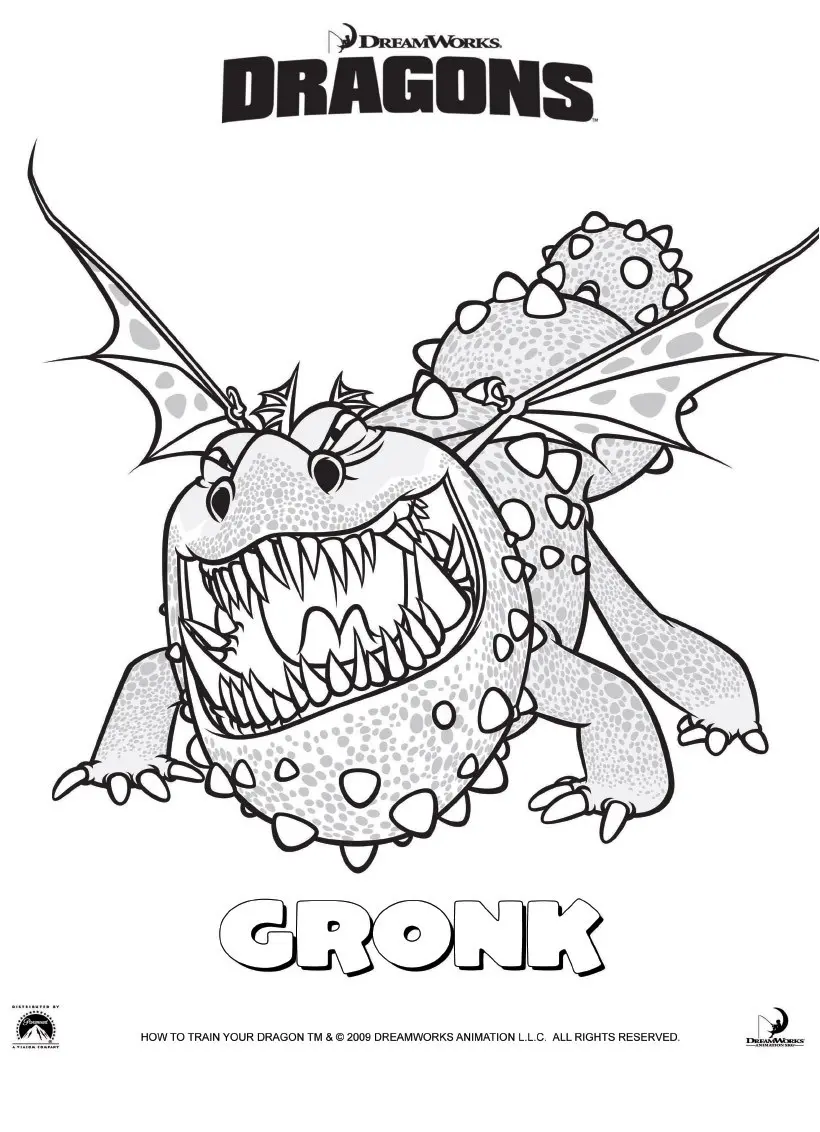 Coloriage Dragons Le Film Gronckle - Dragon à imprimer