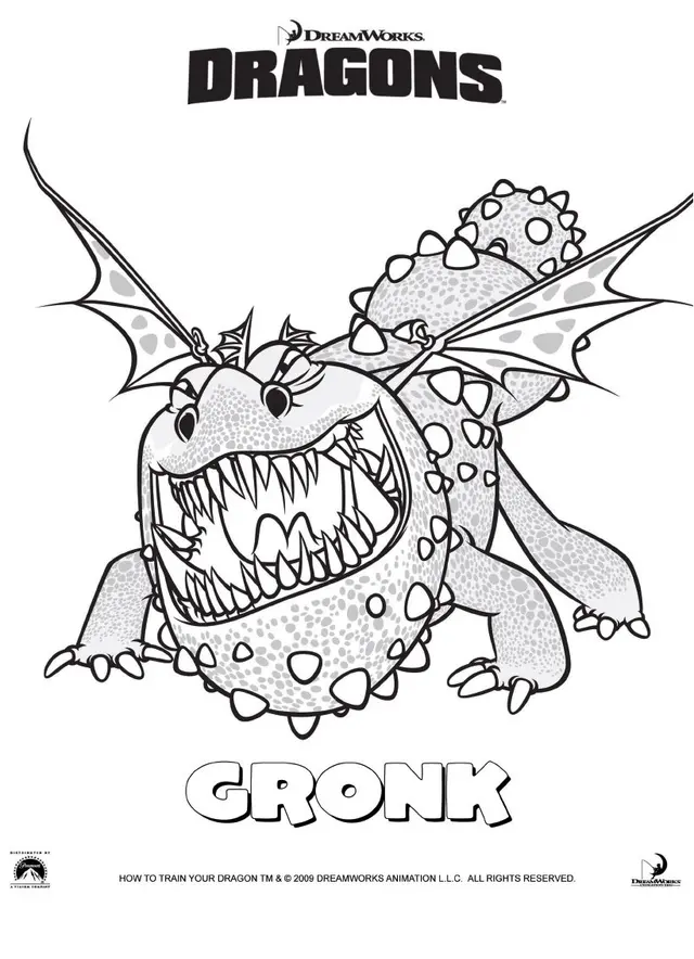Coloriage Dragons Le Film Gronckle - Dragon à imprimer