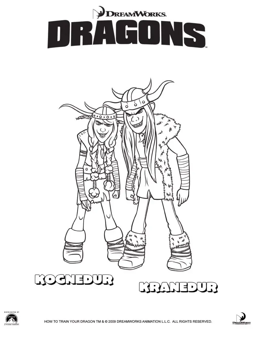 Coloriage Dragons Le Film Ruffnut Tuffnut - Dragon à imprimer