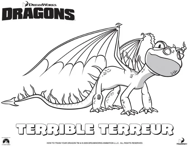 Coloriage Dragons Le Film Terrible Terror - Dragon à imprimer