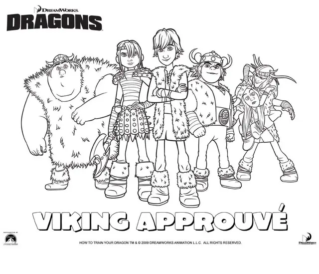 Coloriage Dragons Le Film Viking Groupe - Dragon à imprimer