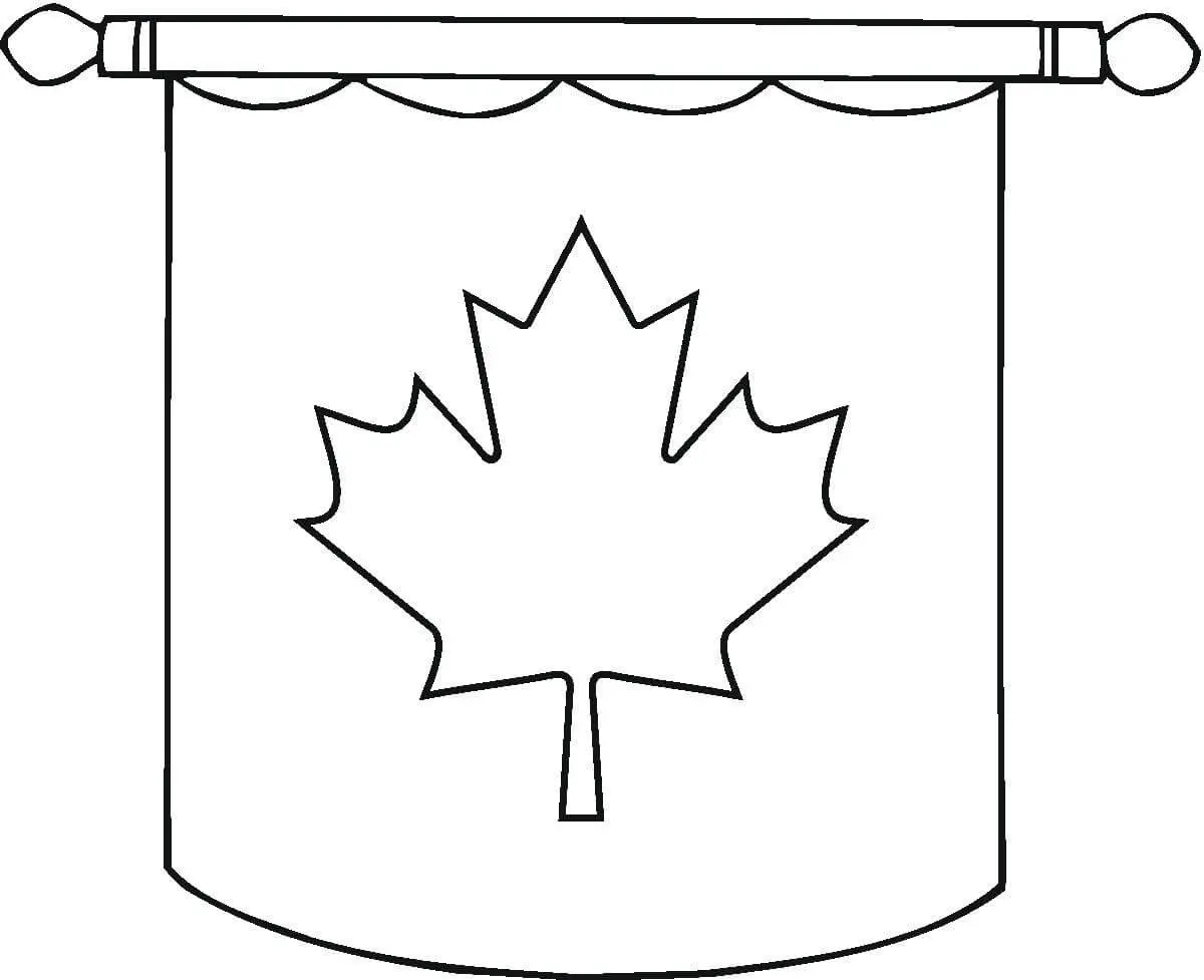 Coloriage Drapeau Canada Hanging Flag - Fête nationale à imprimer