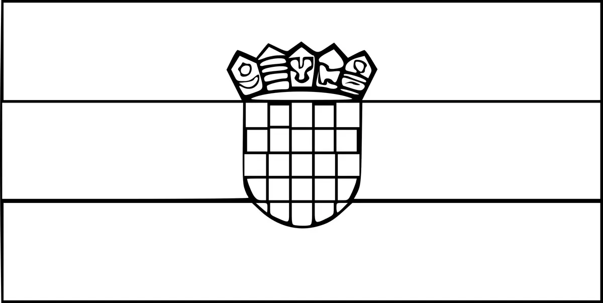 Croatia Flag with Smiley Face coloring page to print