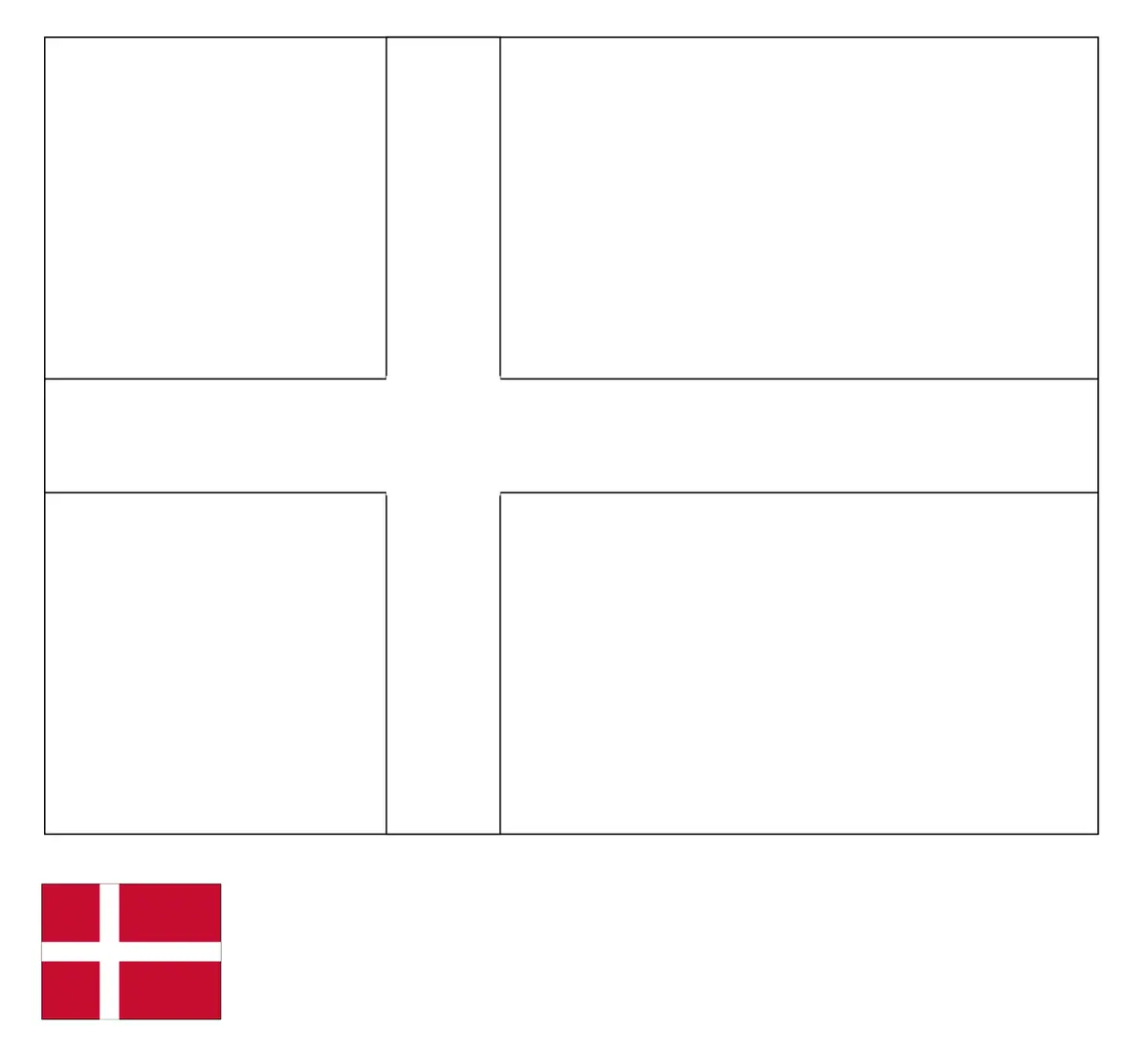 Ausmalbild Flagge von Dänemark zum Ausdrucken