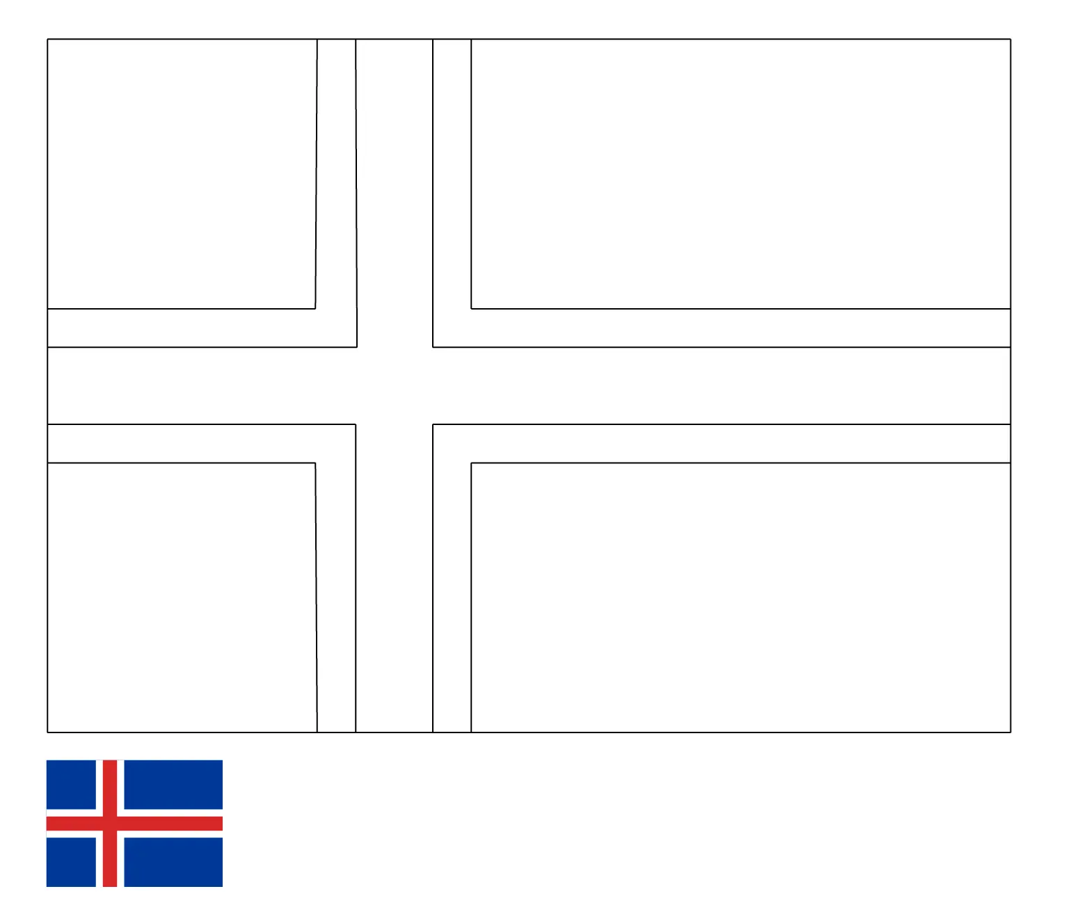 Coloriage Drapeau Islande - Drapeau à imprimer