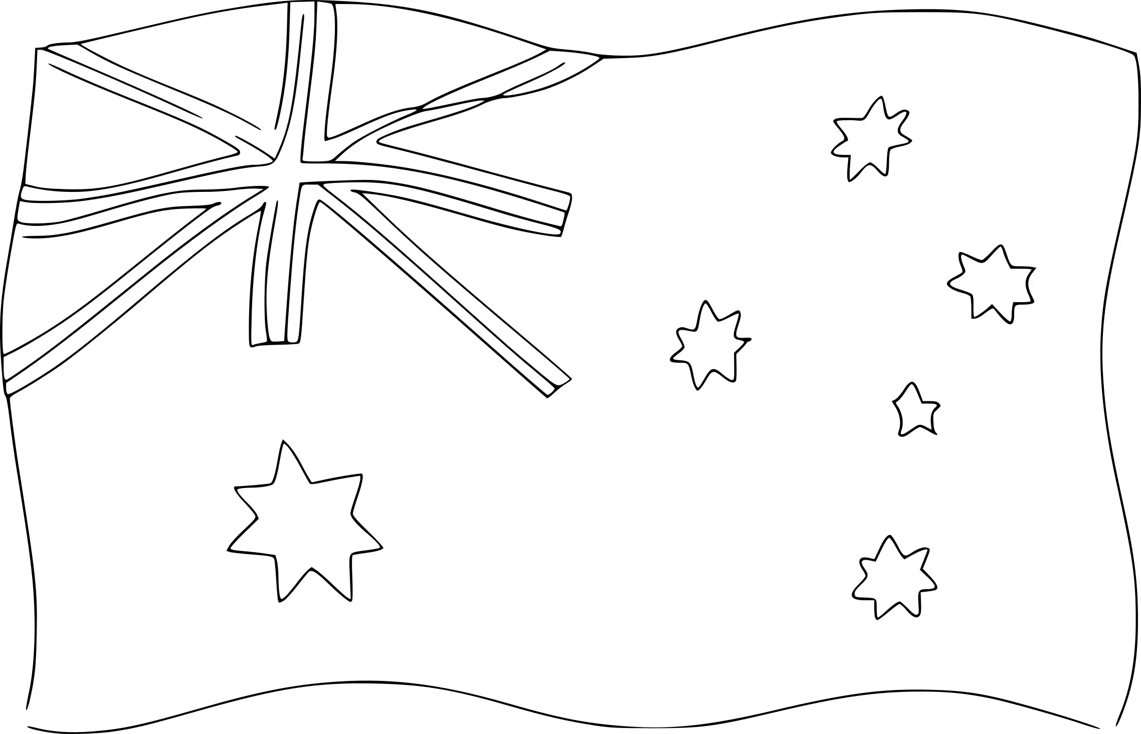 Coloriage Drapeau Australie ondulé - Drapeau à imprimer