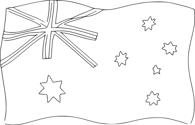 Coloriage Drapeau Australie ondulé - Drapeau à imprimer